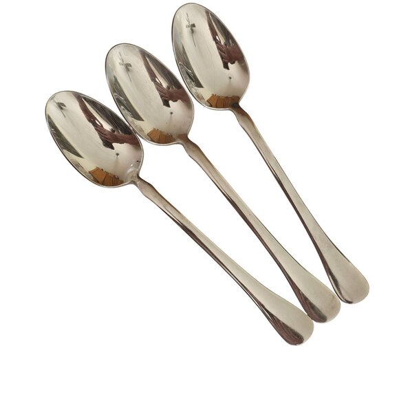 3 Escapade by Dansk Oval Soup Spoons 7.25" plain rounded end vtg minimalist MCM - Picture 2 of 7